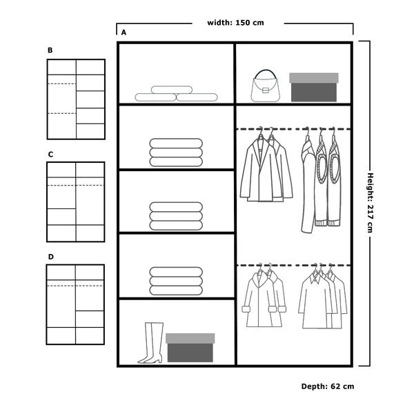 RIO WARDROBE 150cm/203cm