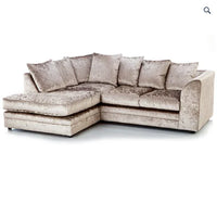 Dylan Crush Velvet 4 Seater Single Arm Left Right Hand Corner Sofa