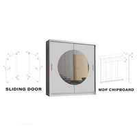 Round Mirror Sliding Door Wardrobe