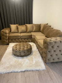 Ashton Chesterfield Corner 5 Seater Mink Plush Velvet