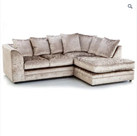 Dylan Crush Velvet 4 Seater Single Arm Left Right Hand Corner Sofa