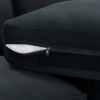 U-Shape High Back Corner Sofa – Plush Black Velvet