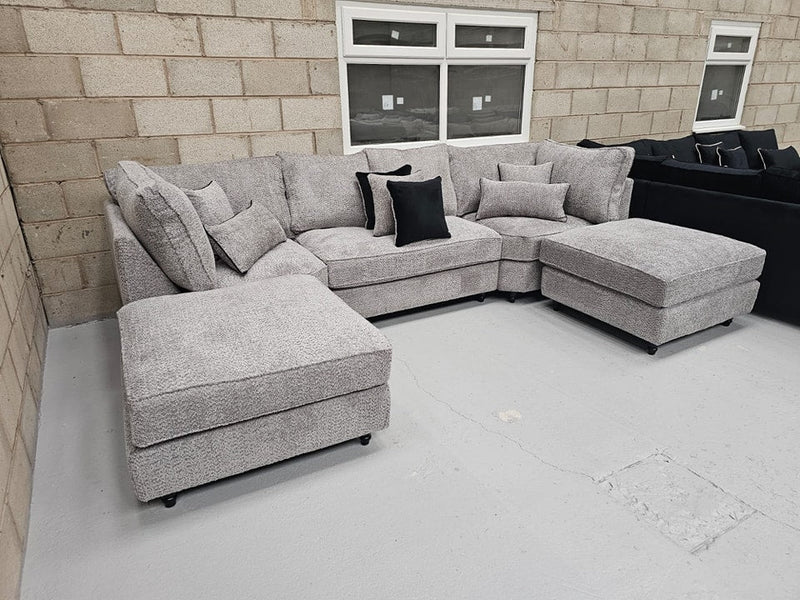 Premium U-Shaped Sofa – High Back Cushions in Teddy Boucle