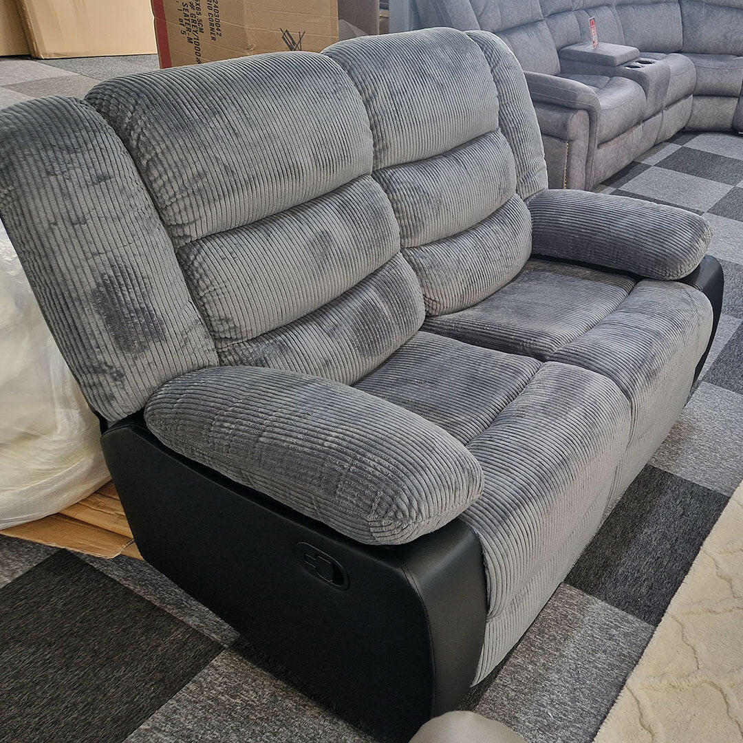 Rio Grey Cord Fabric Recliner Sofa Set – 3+2 Seater