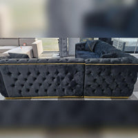 Toronto Black & Gold Chesterfield Corner Sofa L-Shaped Seating