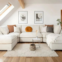 U Shape Boucle Beige Corner Sofa