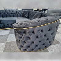 Toronto Black & Gold Chesterfield Corner Sofa L-Shaped Seating