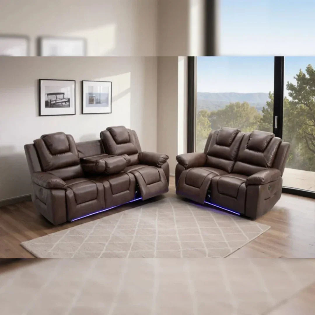 Oxford Leather Electric Recliner Sofa 3+2 Seater