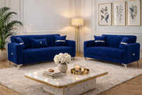 Modern Velvet Sofa Bed – 2 & 3 Seater Convertible Couch with Silver Accents