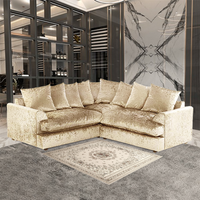 Dylan Crush Velvet Wide Armrest 5 Seater with Footstool Classic Corner Sofa