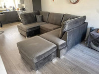 Carnaby Small U-Shape Sofa with Footstool Grey
