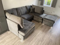 Carnaby Small U-Shape Sofa with Footstool Grey