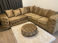 Ashton Chesterfield Corner 5 Seater Mink Plush Velvet