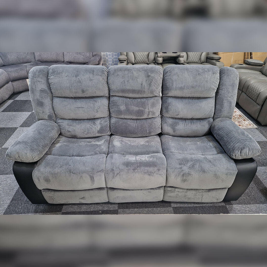 Rio Grey Cord Fabric Recliner Sofa Set – 3+2 Seater