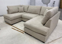 Carnaby Small U-Shape Sofa with Footstool – Sand Naples Fabric