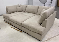 Carnaby Small U-Shape Sofa with Footstool – Sand Naples Fabric