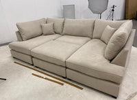 Carnaby Small U-Shape Sofa with Footstool – Sand Naples Fabric