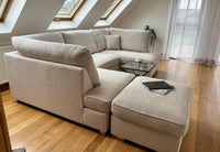 Carnaby Small U-Shape Sofa with Footstool – Teddy Fabric