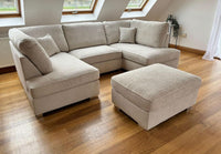 Carnaby Small U-Shape Sofa with Footstool – Teddy Fabric