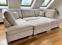 Carnaby Small U-Shape Sofa with Footstool – Teddy Fabric