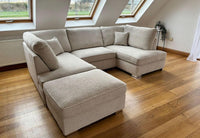 Carnaby Small U-Shape Sofa with Footstool – Teddy Fabric