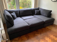 Carnaby Cinema U-Shape Sofa with Footstool – Black