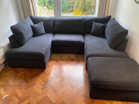 Carnaby Cinema U-Shape Sofa with Footstool – Black