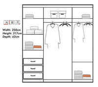 Koblenz Mirror Sliding Door 250cm Wardrobe