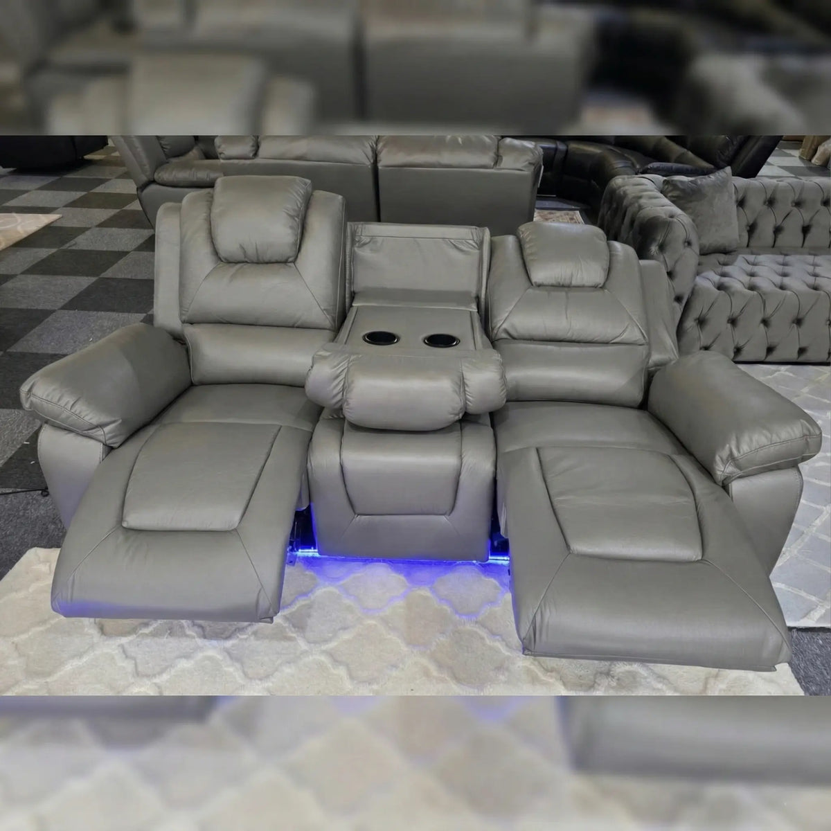 Oxford Leather Electric Recliner Sofa 3+2 Seater