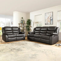 ROMA BLACK LEATHER 3+2+1 SOFA SET (Air Leather UKFR)