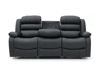 Roma 3+2 Leather Recliner Sofa Set – Black