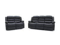 Roma 3+2 Leather Recliner Sofa Set – Black