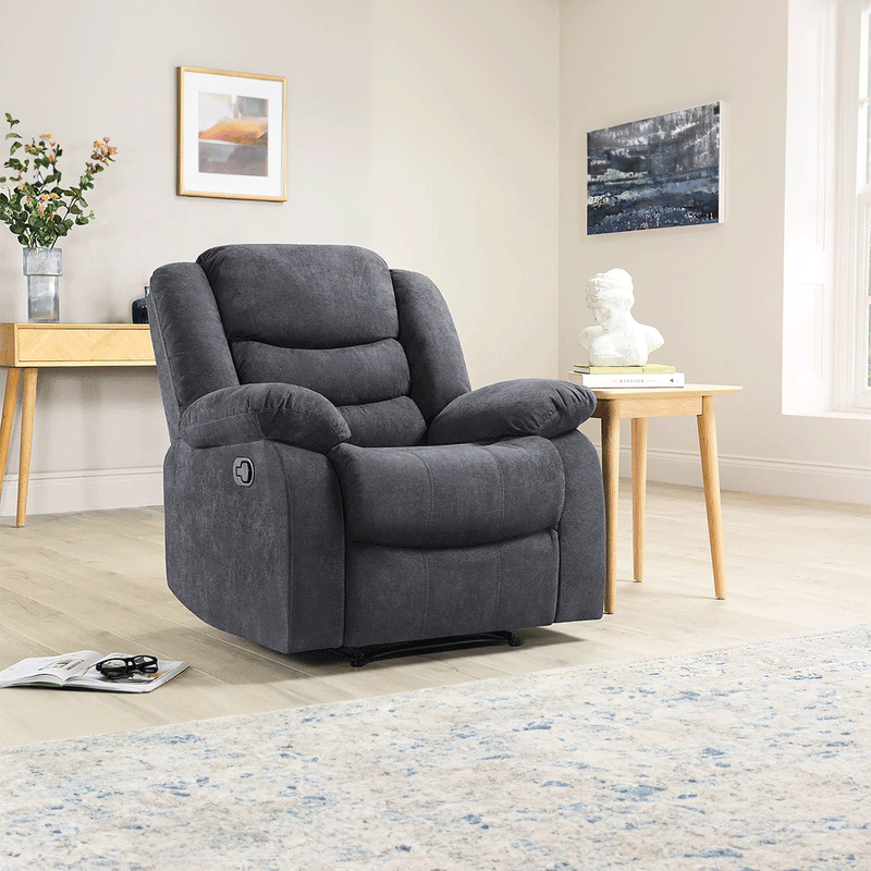 Fabric Recliner Sofa Arm Chair Grey