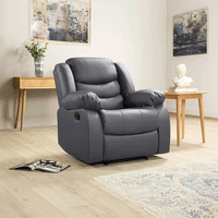 Roma Leather Recliner Sofa Arm Chair (Black/Grey/Brown)