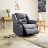 Roma Leather Recliner Sofa Arm Chair (Black/Grey/Brown)