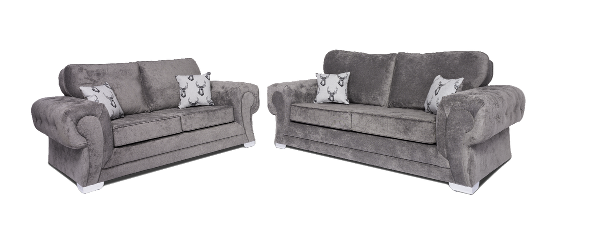 Verona Full Back 3+2 Seater Sofa Set – Grey