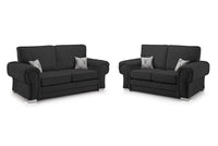 Verona 3+2 Seater Sofa Set – Full Back, Black