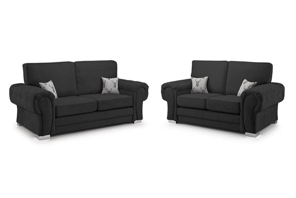 Verona 3+2 Seater Sofa Set – Full Back, Black