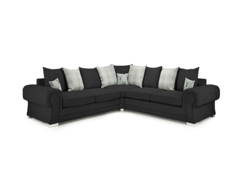 Verona Corner Sofa Scatter Back – Black