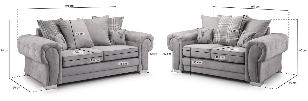 Verona 3+2 Sofa Set – Grey