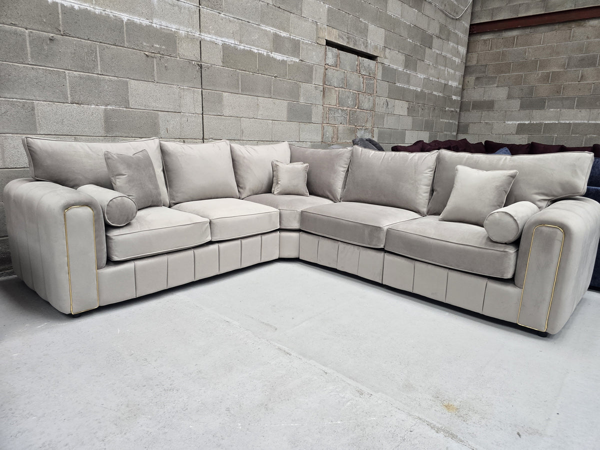 Milano Corner Sofa  Pebble Plush Fabric