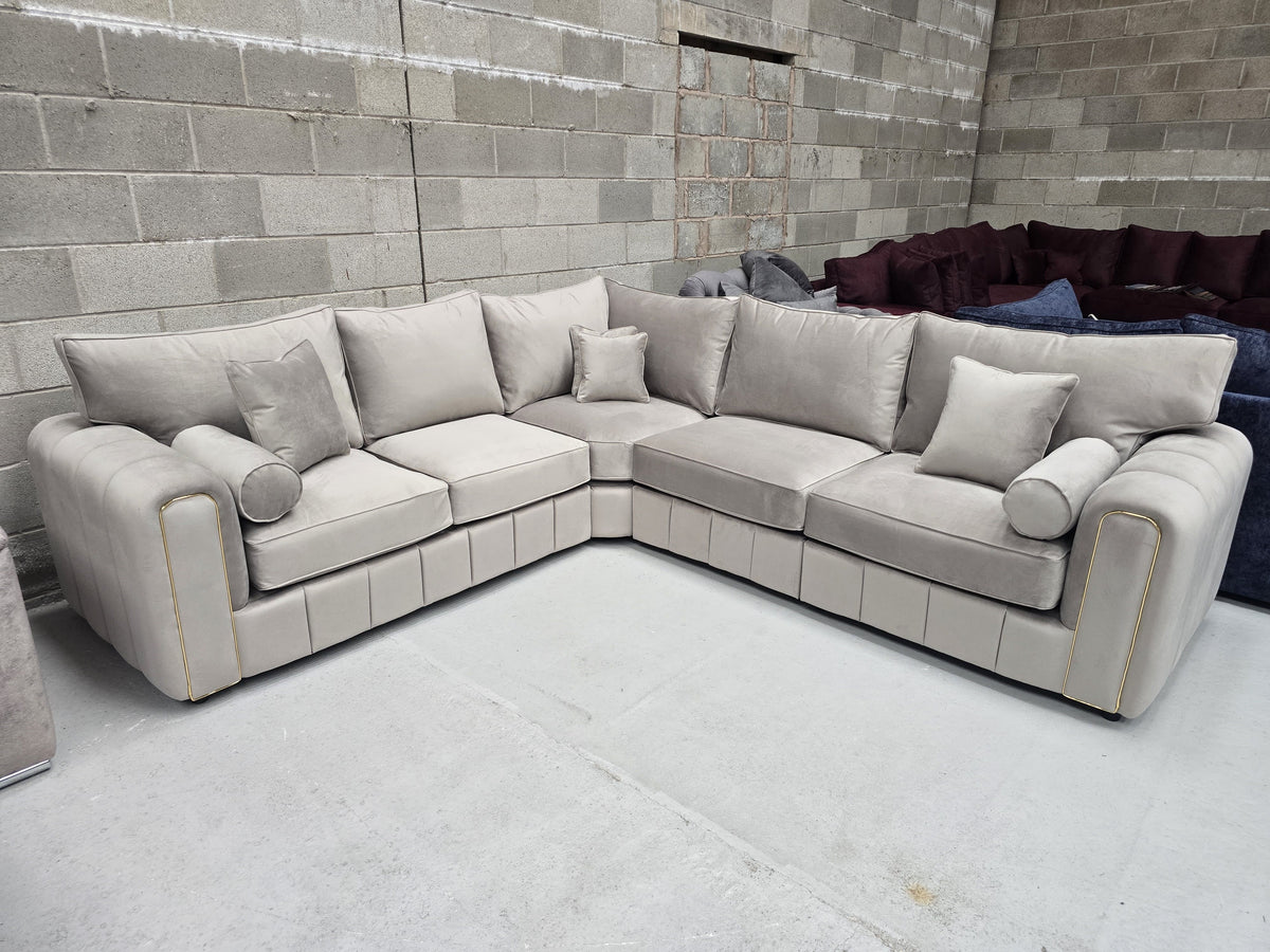 Milano Corner Sofa  Pebble Plush Fabric