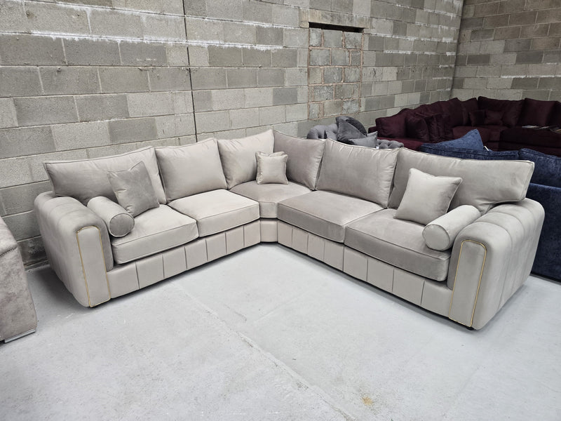 Milano Corner Sofa  Pebble Plush Fabric