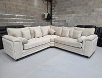 Zara Chesterfield Corner Sofa – Cream Plush Fabric