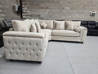 Zara Chesterfield Corner Sofa – Cream Plush Fabric
