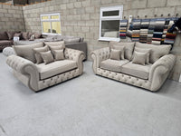 Rio Chesterfield 3+2 Sofa Set – Coffee Plush Fabric