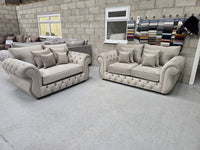 Rio Chesterfield 3+2 Sofa Set – Coffee Plush Fabric