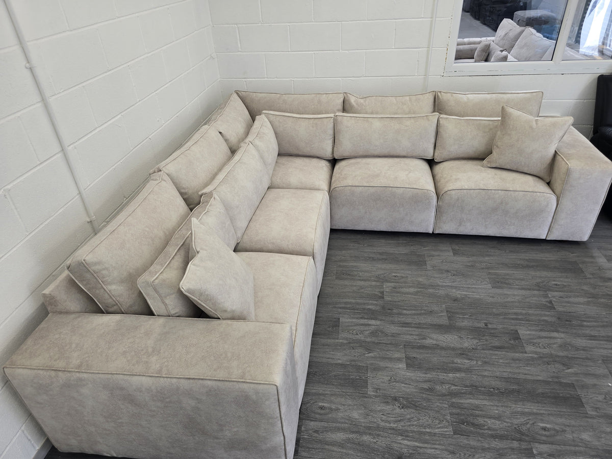 Cube Modular Corner Sofa - Cream Naple Fabric