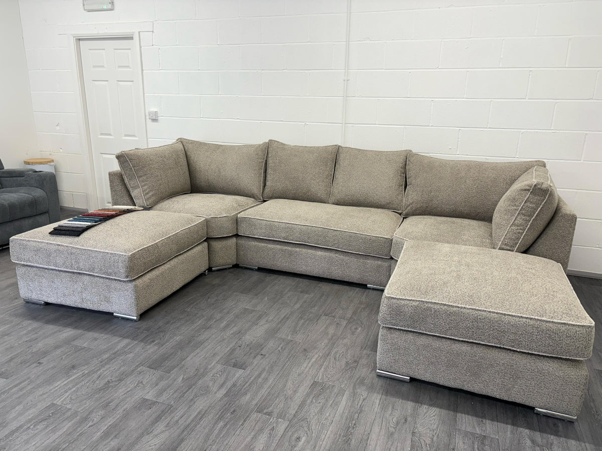 Teddy U-Shape Sofa – Mink Teddy Fabric