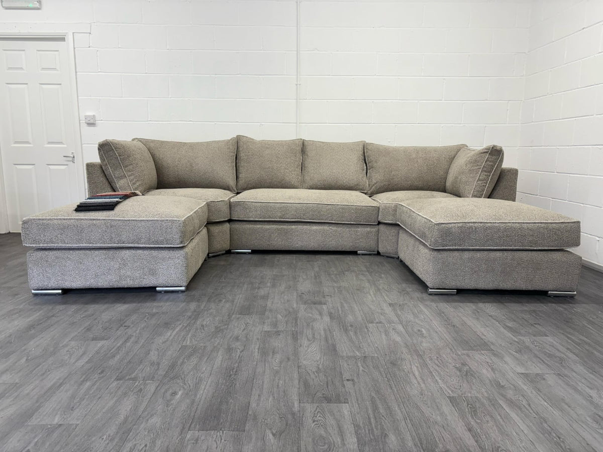 Teddy U-Shape Sofa – Mink Teddy Fabric